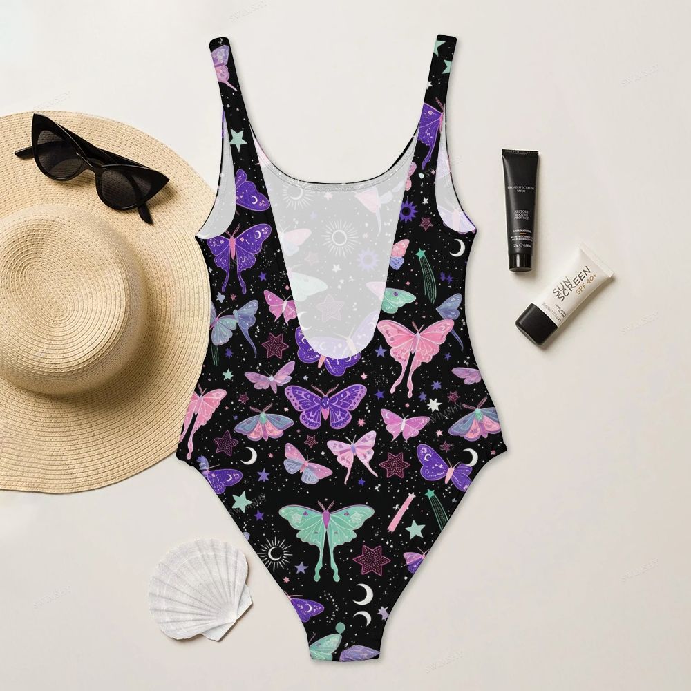 Celestial Butterfly Print One-Piece Swimsuit