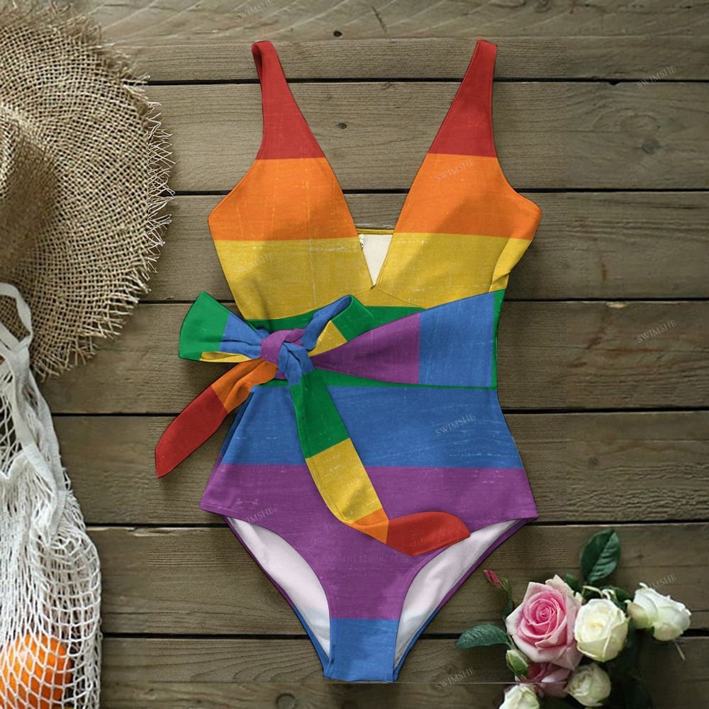 Classic Rainbow Stripe  One-Piece Swimsuit