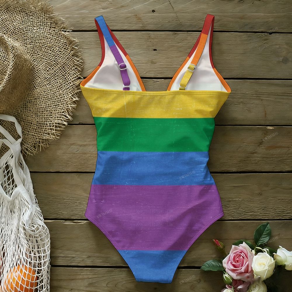 Classic Rainbow Stripe  One-Piece Swimsuit