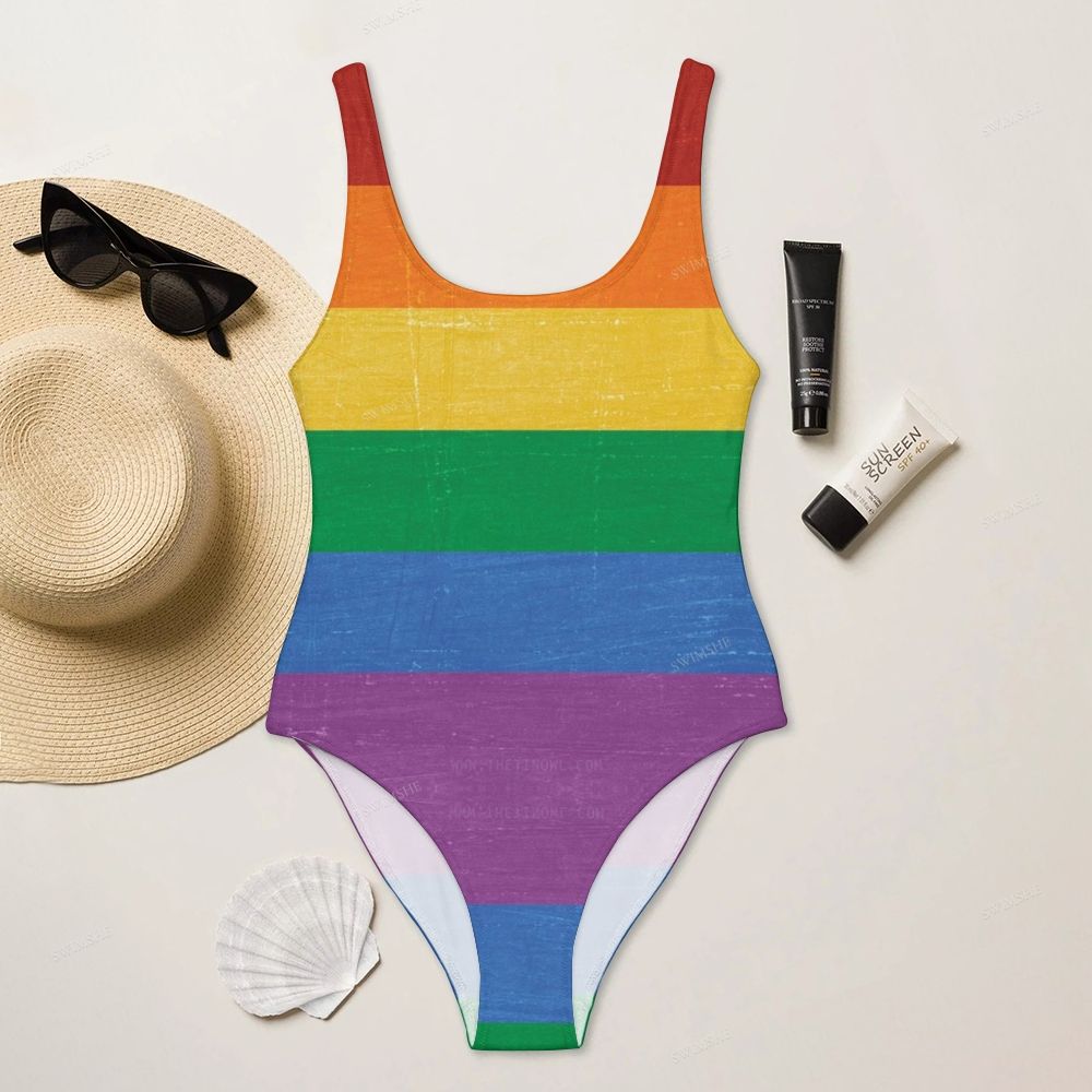 Classic Rainbow Stripe  One-Piece Swimsuit