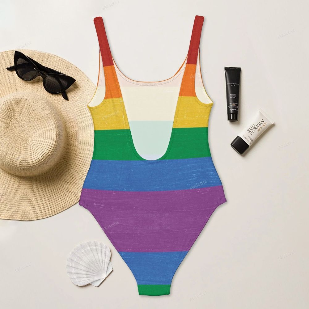 Classic Rainbow Stripe  One-Piece Swimsuit