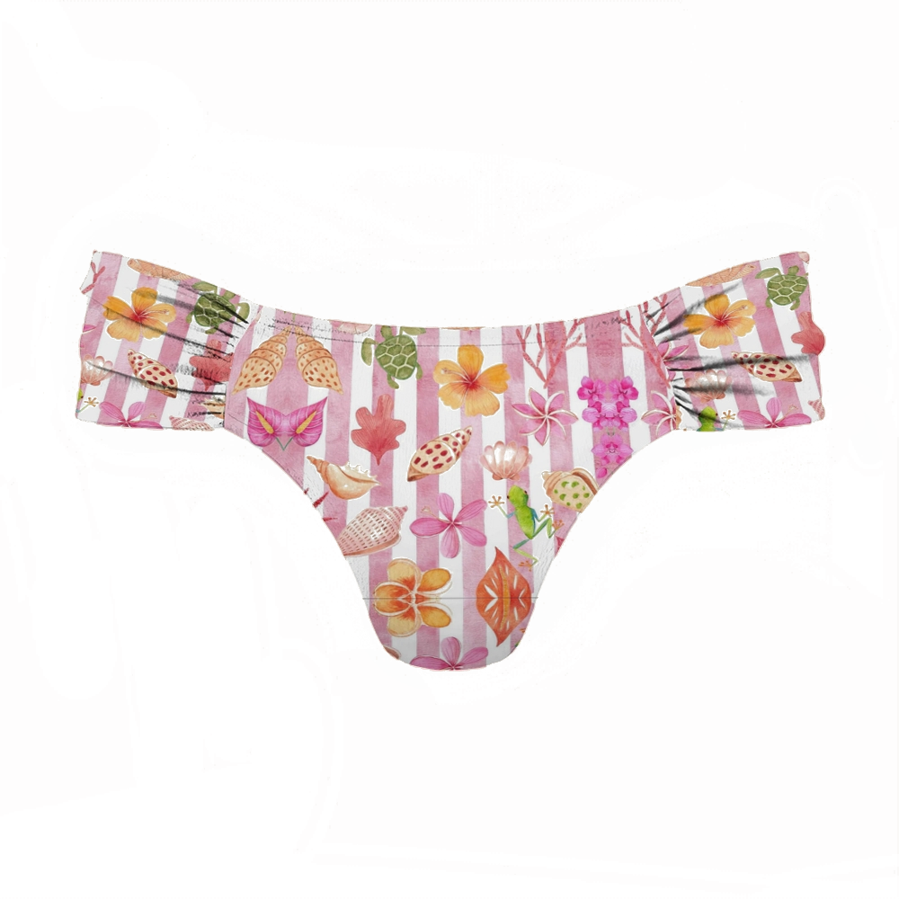 Stripe Marine Life Front Cutout Triangle Bikini