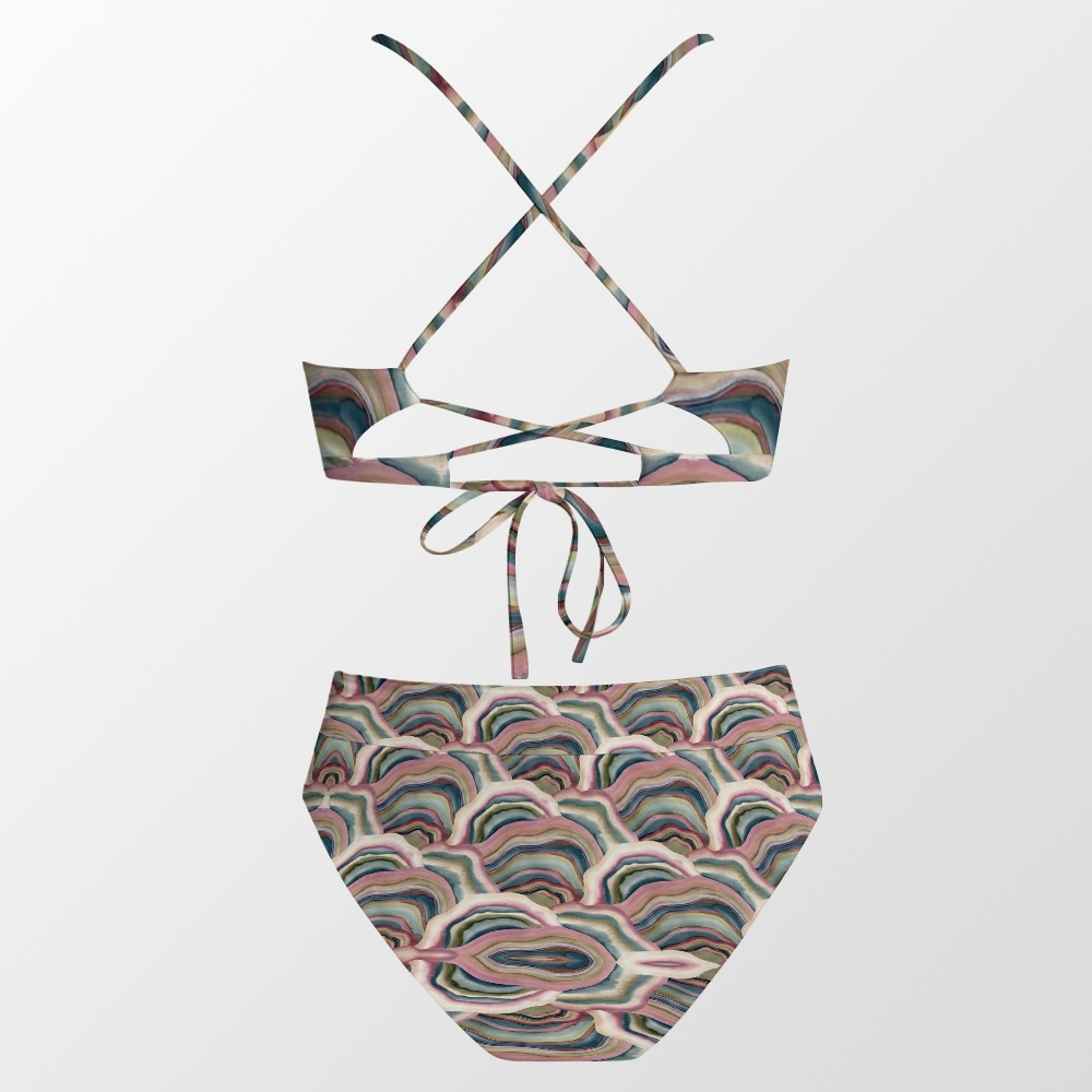 Printed Fashion Panel Bikini Top Set