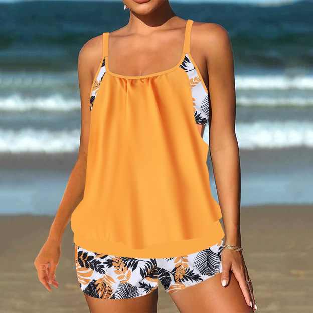 Women's New Plus Size Colorful Print Tankini 2-Piece Set