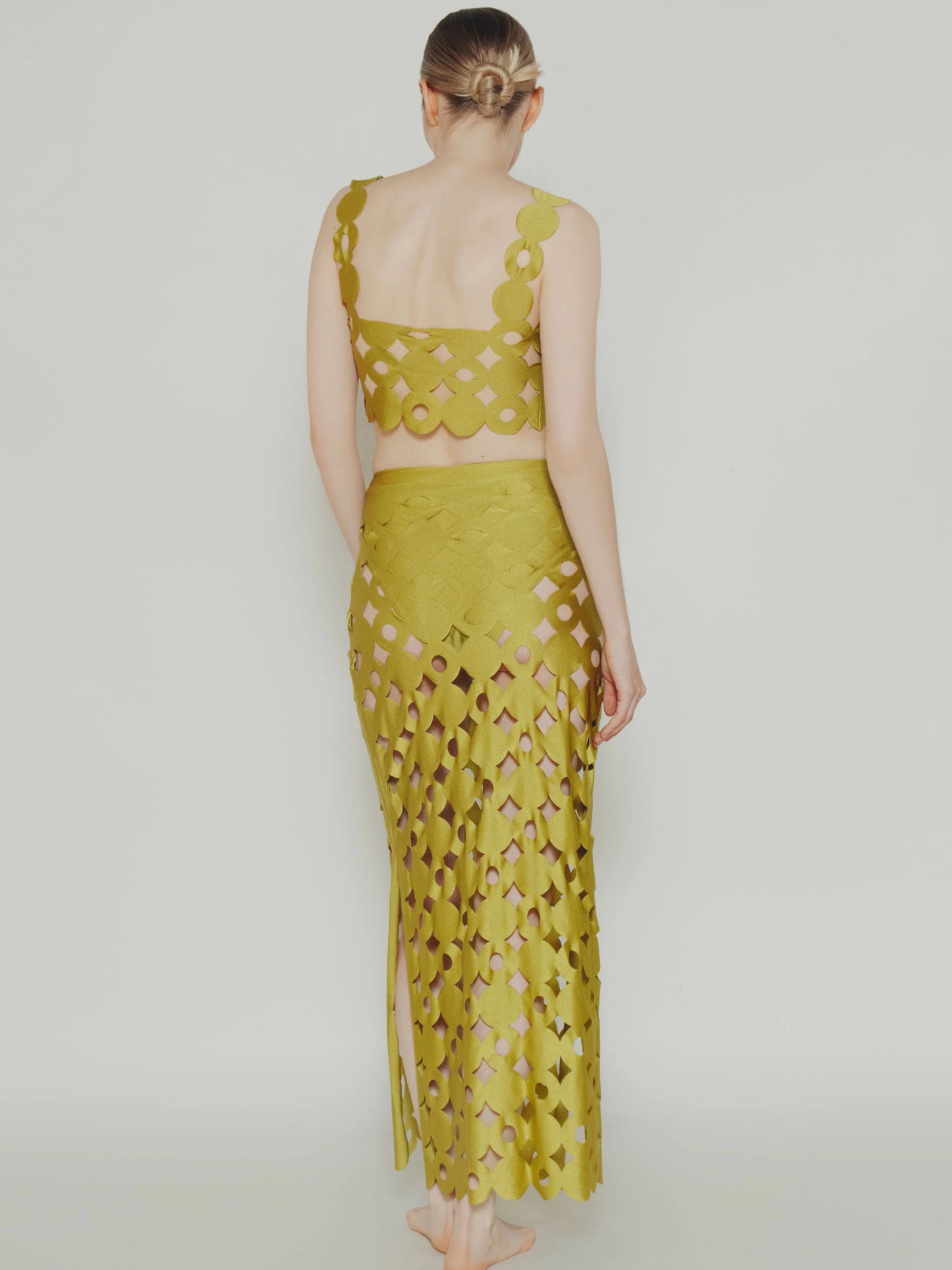 Black Laser Cut Bikini Set and Skirt