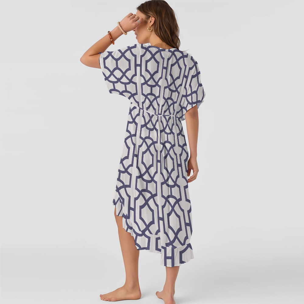 Geometric One-Piece Swimsuit Set