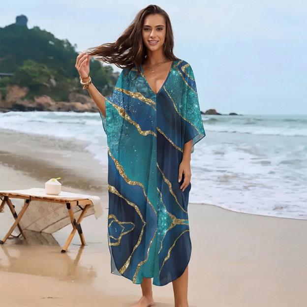 Marble Effect Beach Cover-up Dress