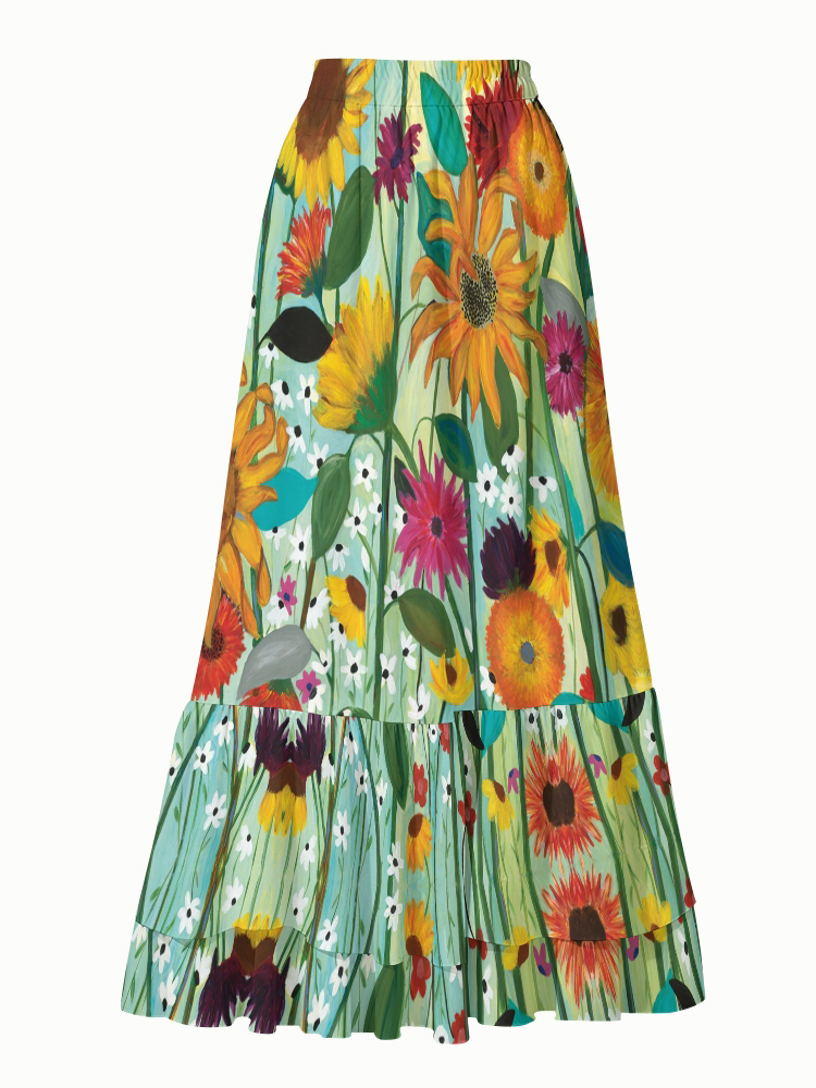 Women's Sunflower House Swimsuit and Skirt