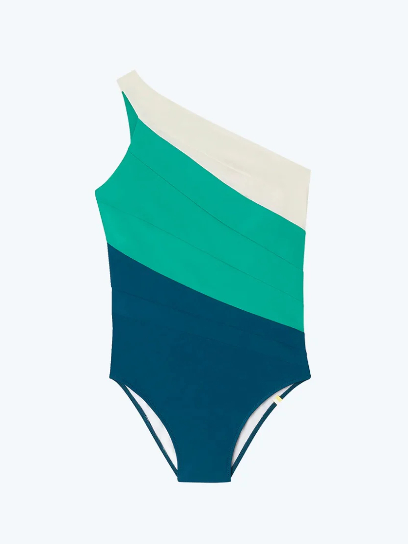 Best-Selling One-Shoulder Contrasting Swimsuit