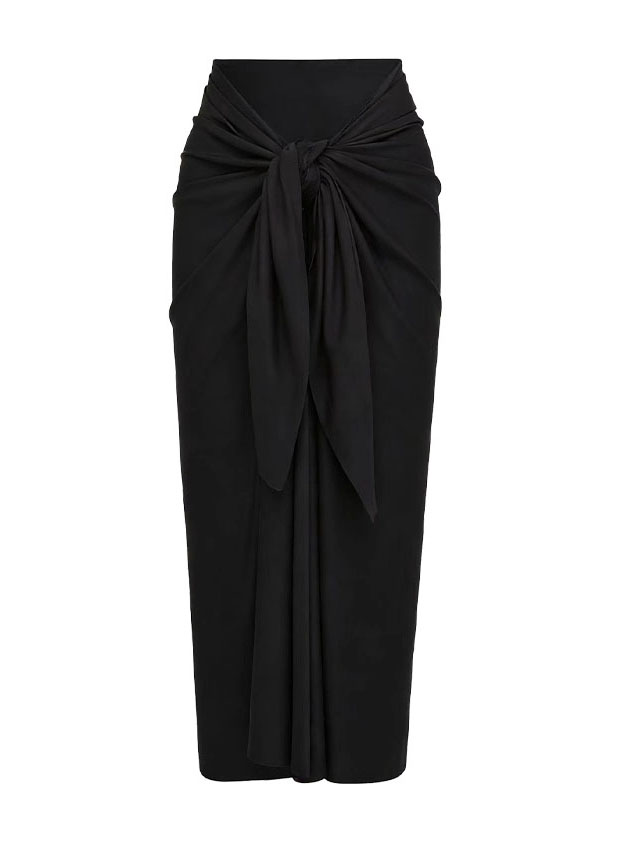 Contrast Scallop Trim Sleeveless One-Piece with Sarong Set