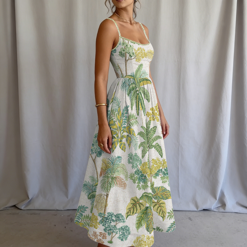 Women's Lush Greenery Printed Slip Dress