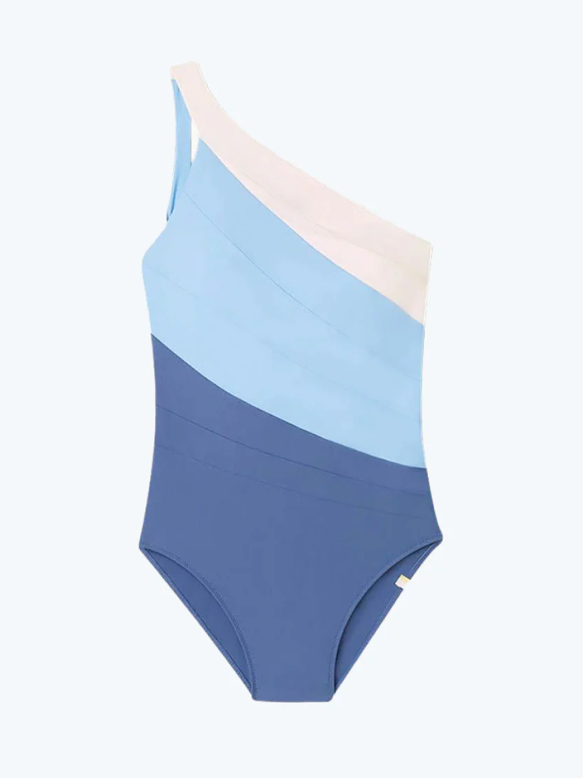 Best-Selling One-Shoulder Contrasting Swimsuit