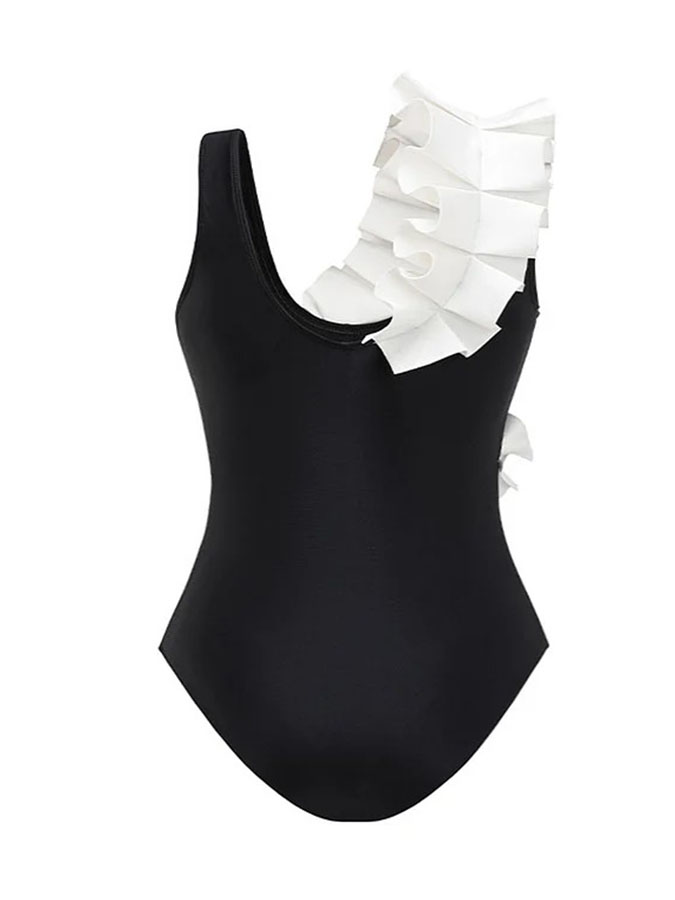 Ruffle One Piece Swimsuit And Cover Up