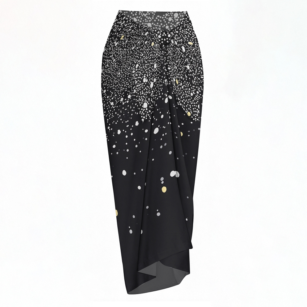 Ruffled Strap Retro Polka Dot One-Piece Swimsuit with Matching Sarong Skirt