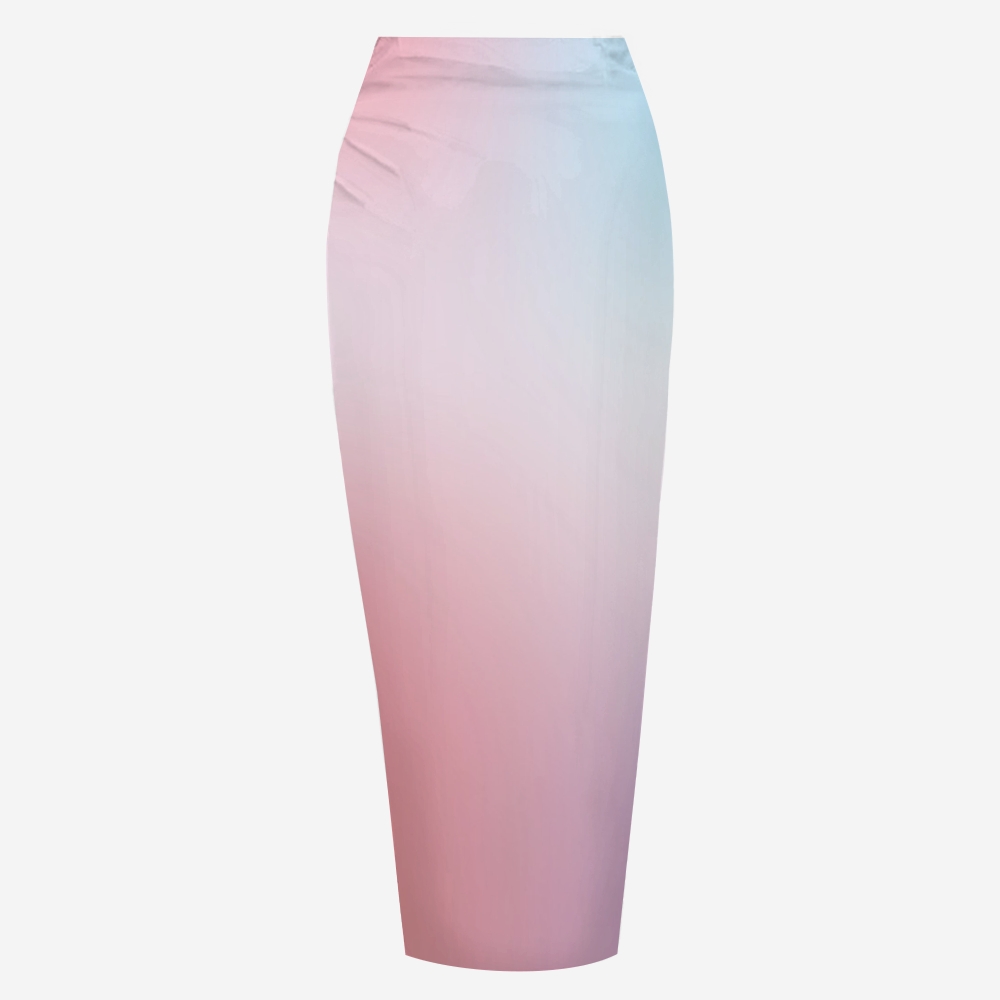 Long Pastel Gradient Tie Waist Sarong Skirt