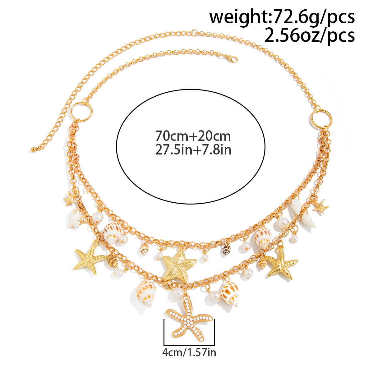Ocean Style Layered Gold Waist Chain Shell and Starfish Pendant Summer Beach Jewelry for Women