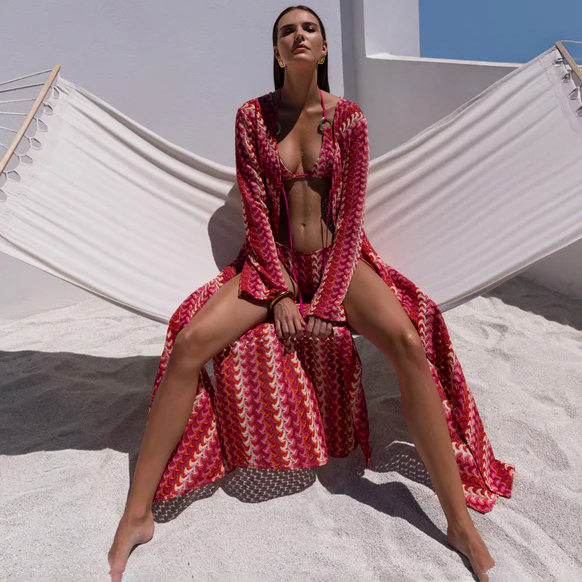 Vintage Geometric Knit Bikini & Cover-up
