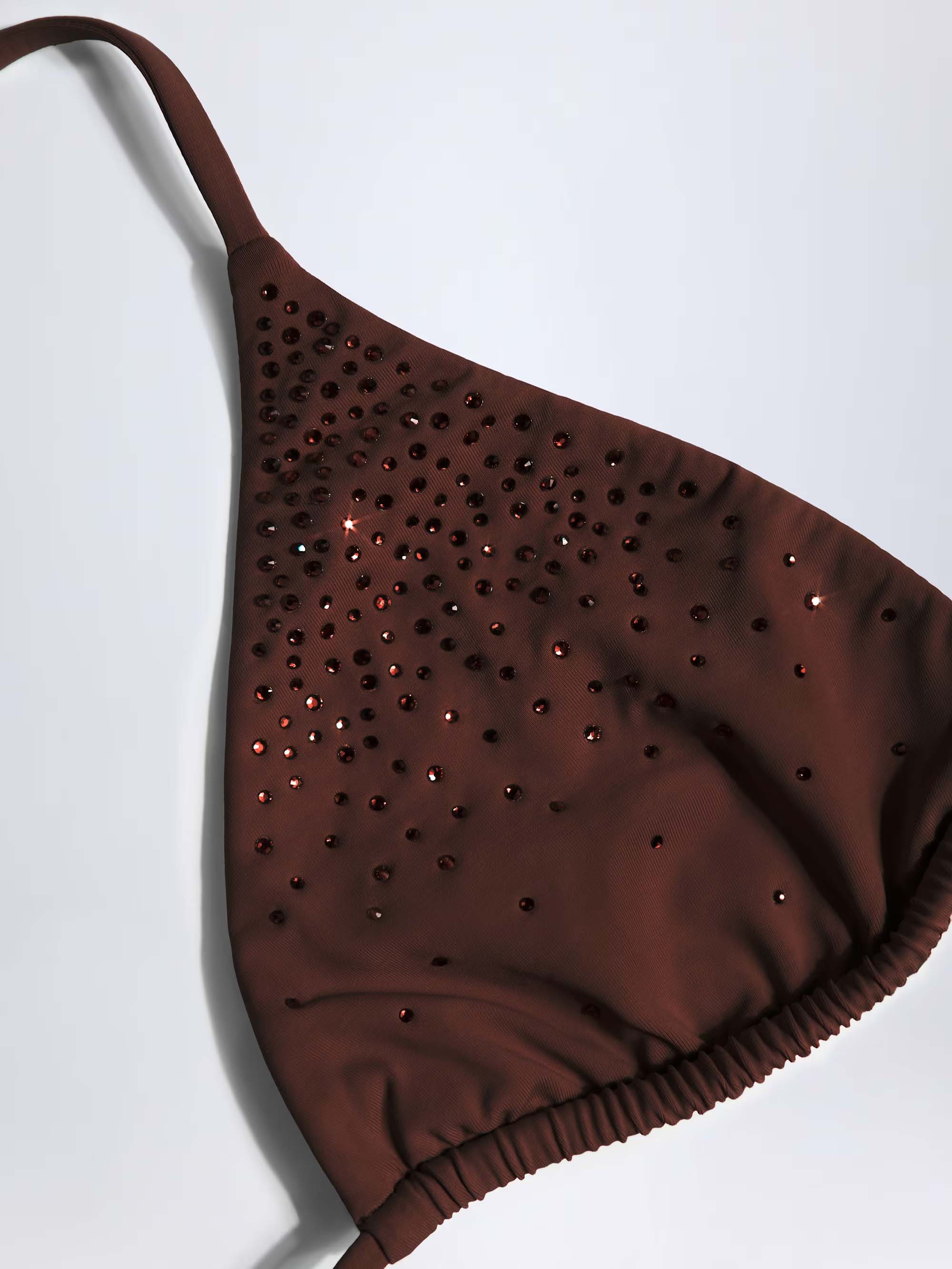 Deep Brown Rhinestone Triangle Bikini Set