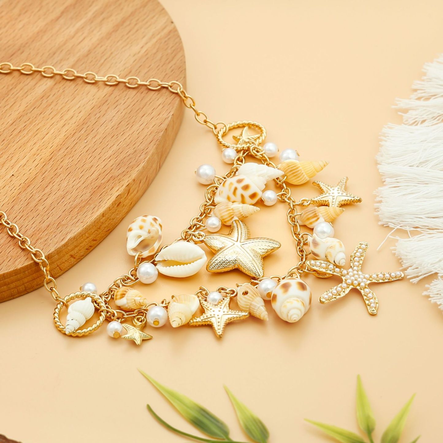 Ocean Style Shell Starfish Pearl Pendant Beach Jewelry