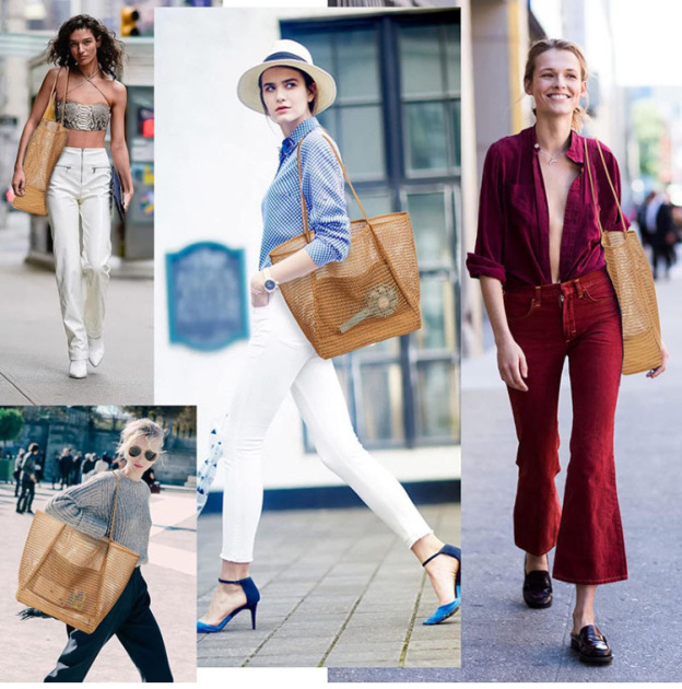 Mesh Beach Tote Bag with Dual Shoulder Straps and Open-Weave Design