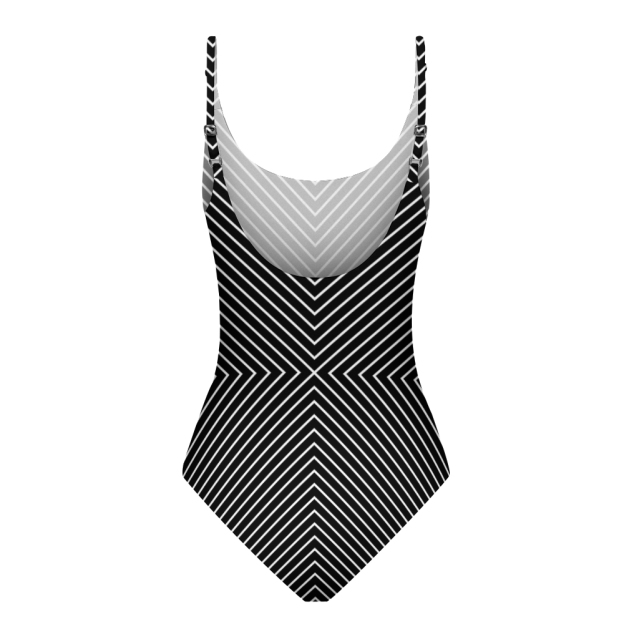 Scoop Neck Striped Swimsuit and Matching Wrap Skirt