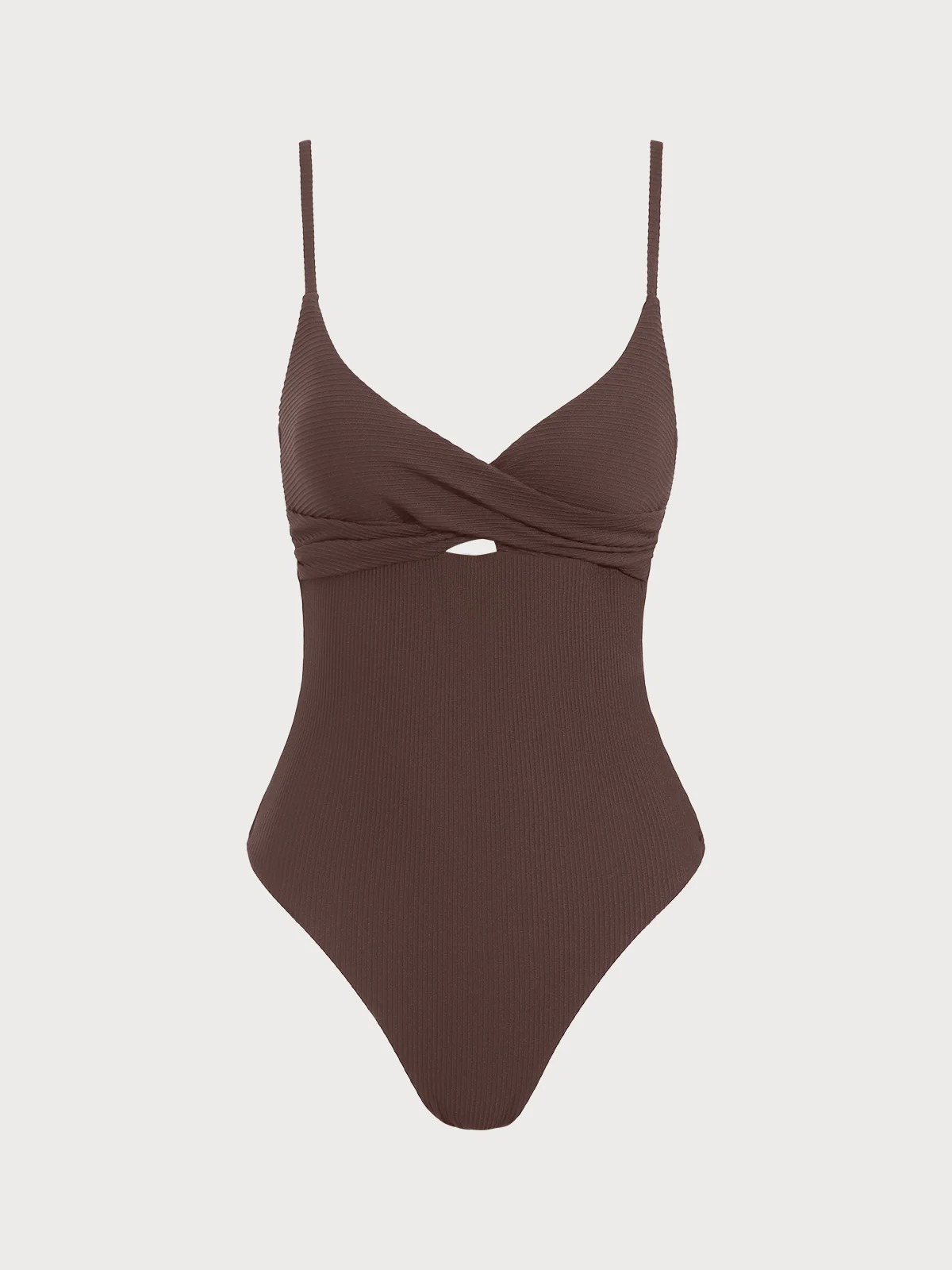 Solid Ribbed Twist Back Tie One-Piece Swimsuit