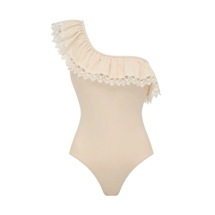 Lace Ruffle One-Piece Swimsuit Set