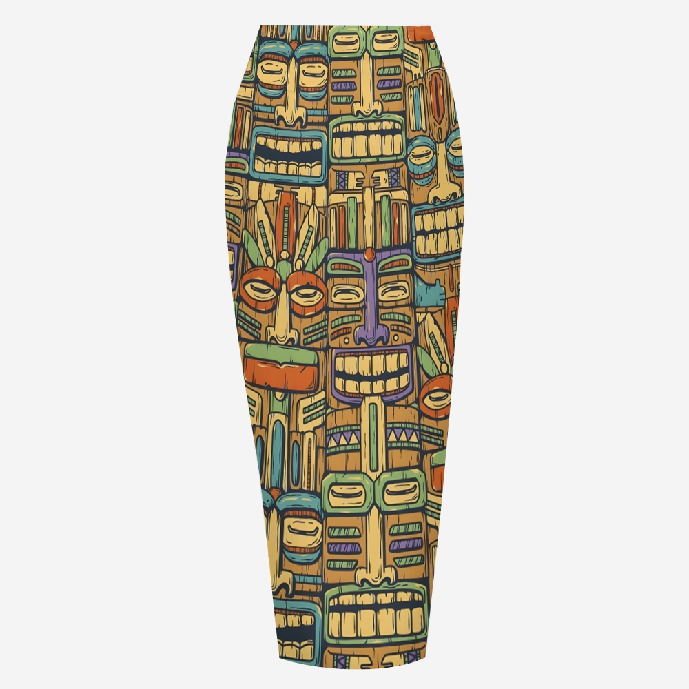 Boho Tribal Print One-Piece Swimsuit with Matching Sarong Skirt