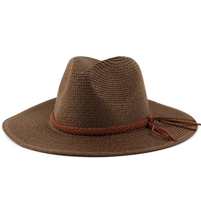 Straw Sun Hat With Wide Brim High Crown and Braided Band Perfect for S