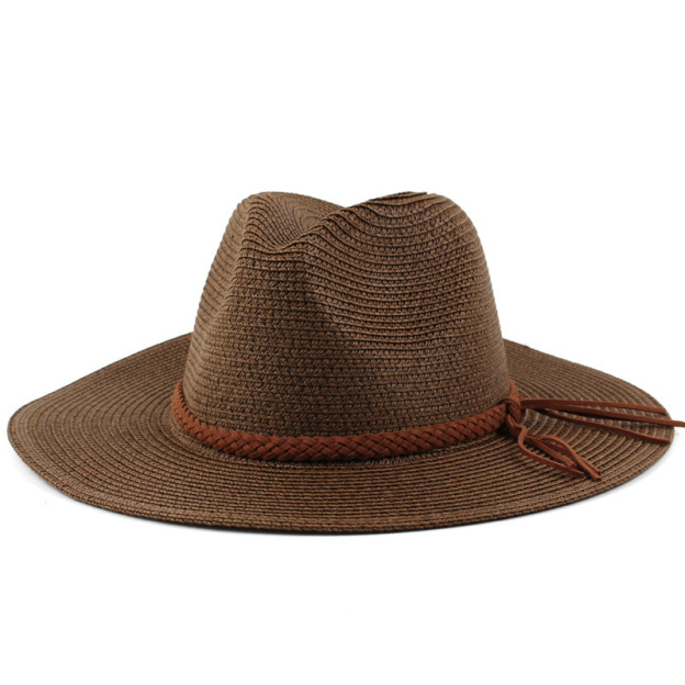 Straw Sun Hat With Wide Brim High Crown and Braided Band Perfect for Summer Styling