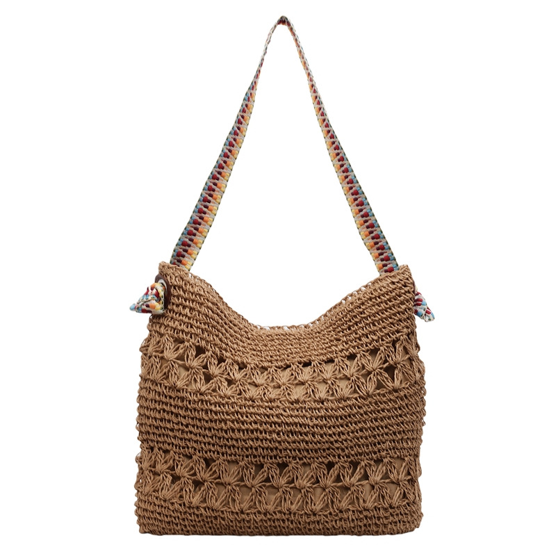 Boho-Chic Woven Straw Commuter Beach Tote Bag