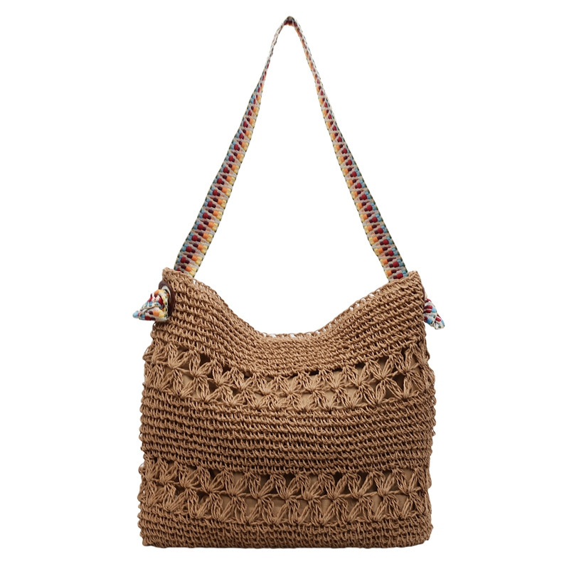 Boho-Chic Woven Straw Commuter Beach Tote Bag
