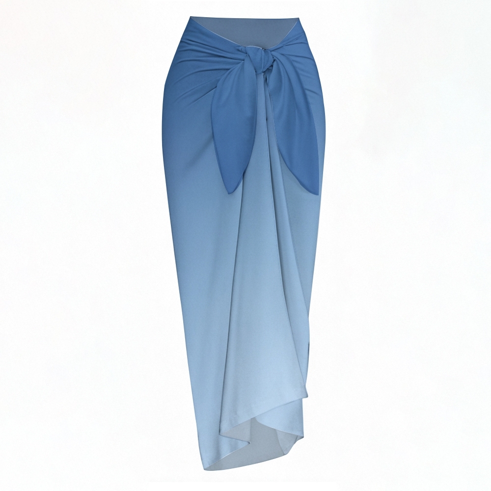 Long Pastel Gradient Tie Waist Sarong Skirt