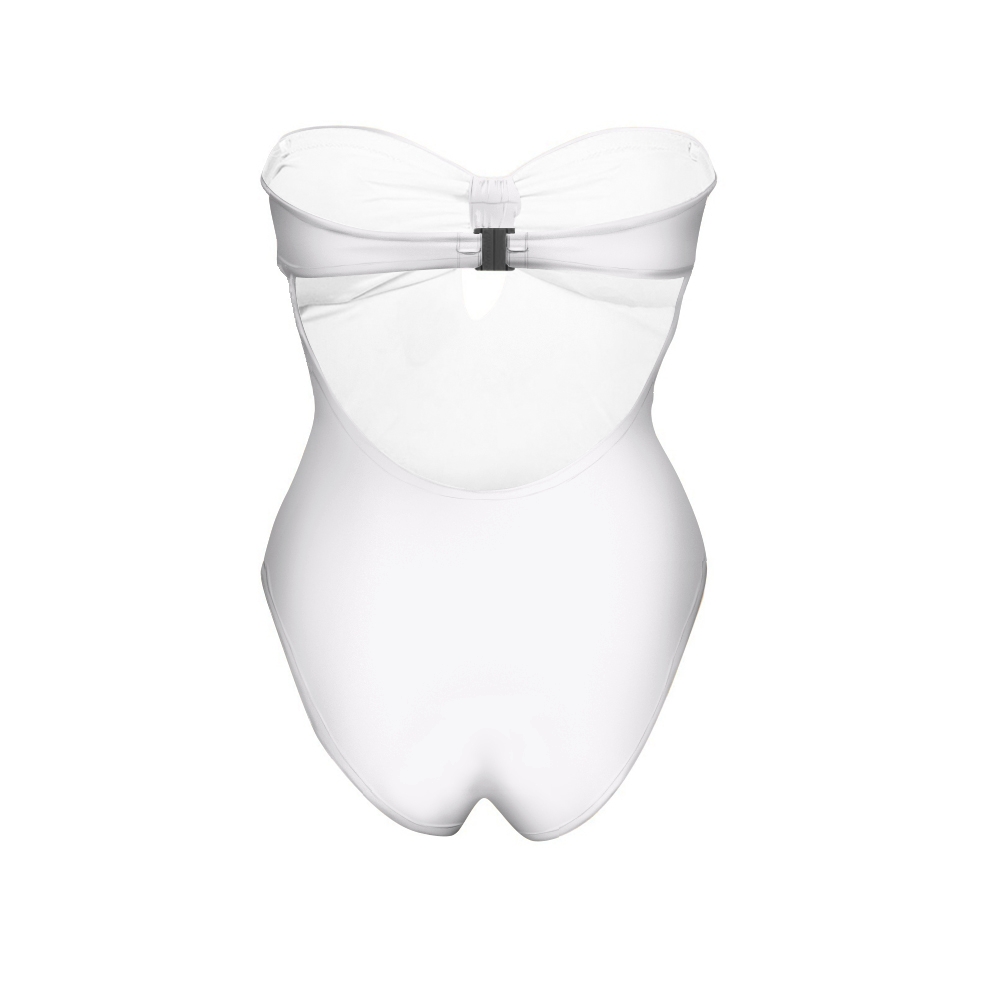 Strapless Bow Front One-Piece Swimsuit with Matching Sarong Skirt