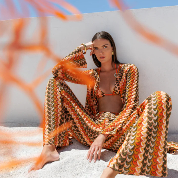 Vintage Geometric Knit Bikini & Cover-up