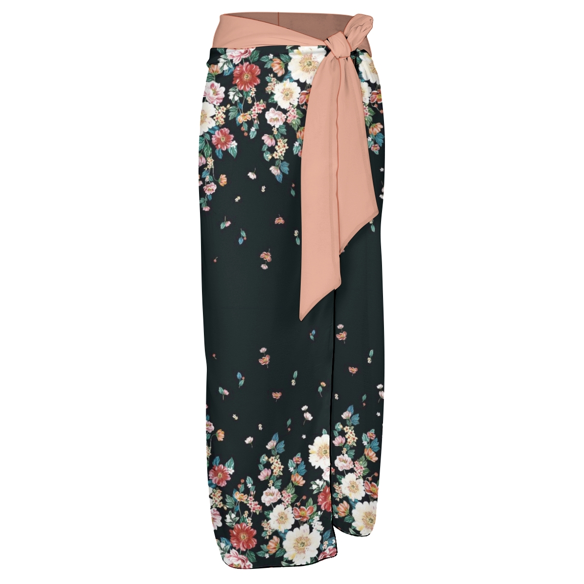 Floral Print One-Shoulder Ruffle High-Waist Bikini with Matching Sarong Skirt