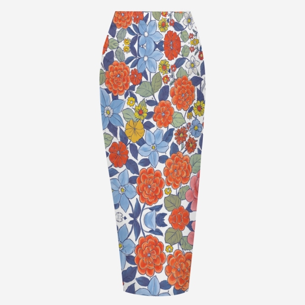 Deep V Floral Ruffle Strap One Piece Swimsuit with Matching Wrap Skirt