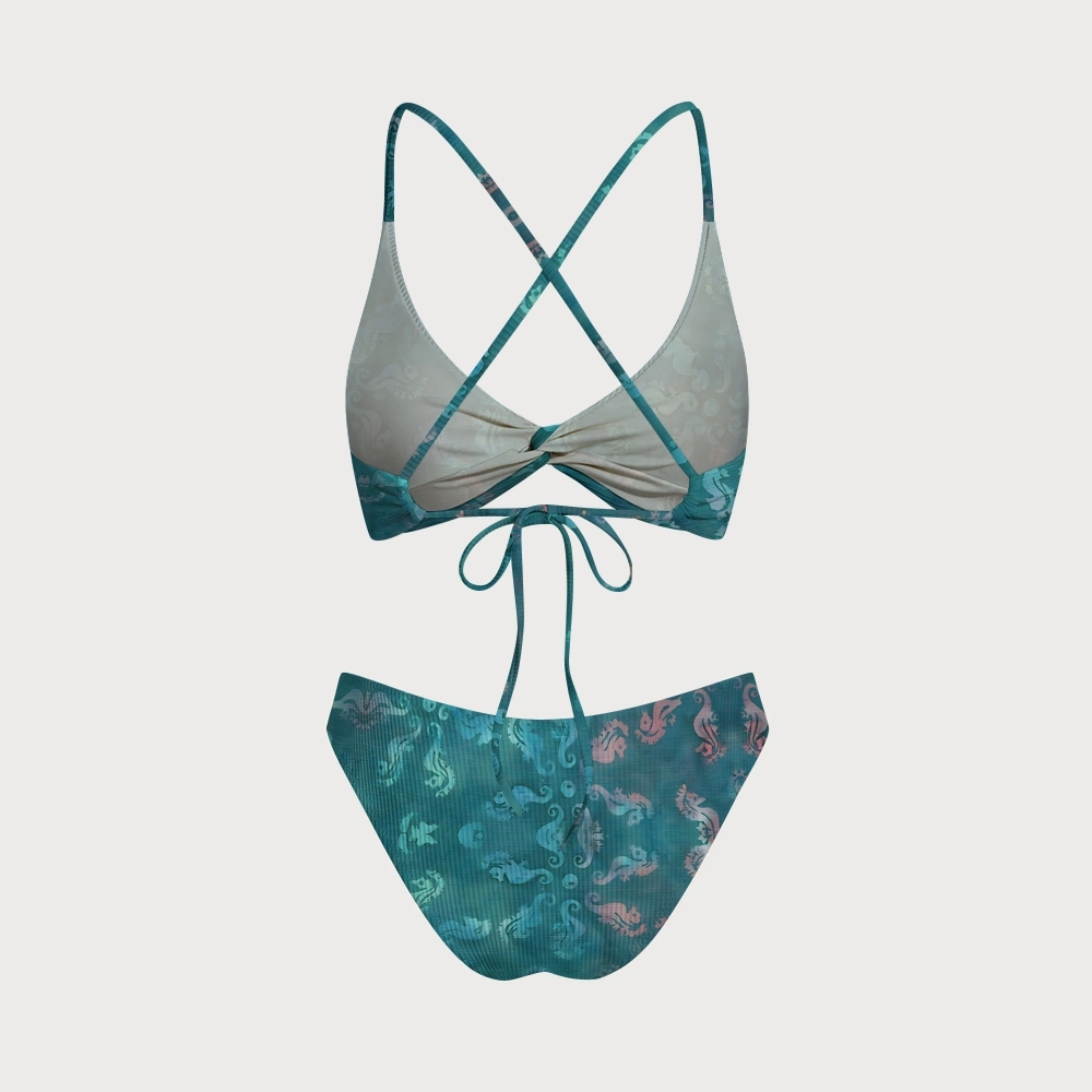 Women's Seahorse Medallion Two-Piece Swimsuit with Skirt