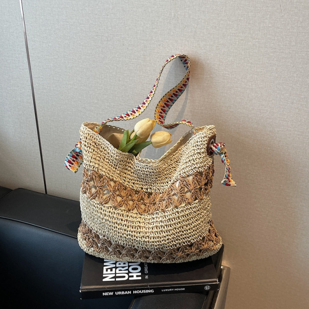 Boho-Chic Woven Straw Commuter Beach Tote Bag