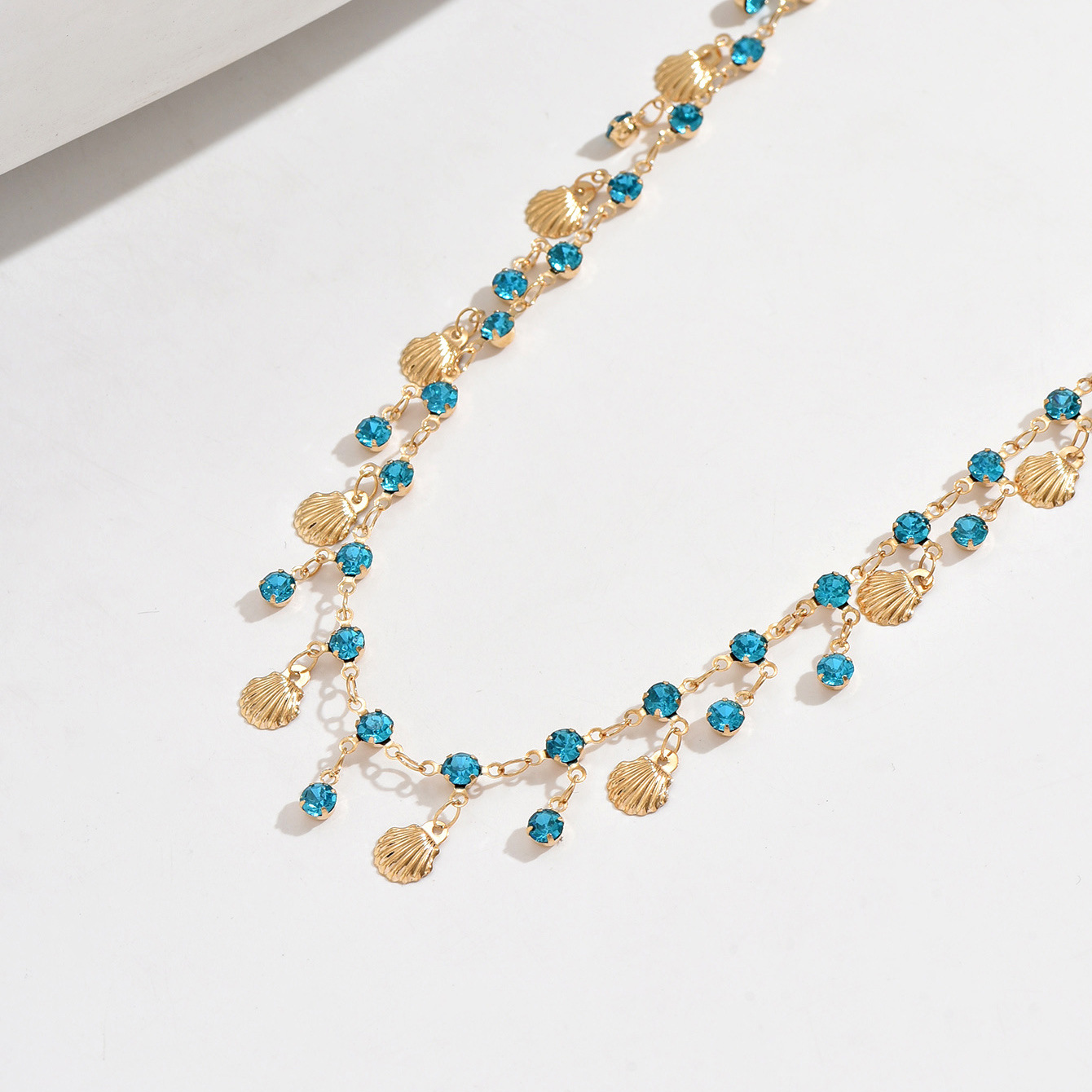 Ocean Style Gold Waist Chain Shell and Turquoise Pendant Summer Beach Jewelry for Women