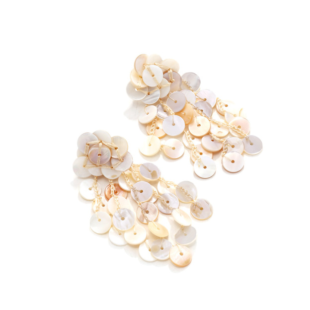 Ocean Style Floral Drop Earrings Shell Disc Summer Beach Jewelry for Women