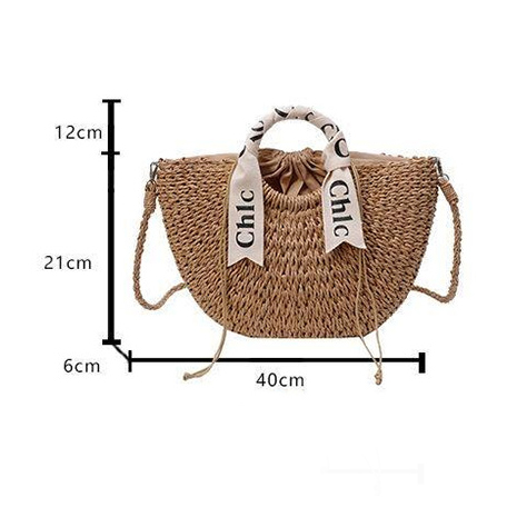 French-Style Woven Round Bean Tote Bag for Beach Vacations
