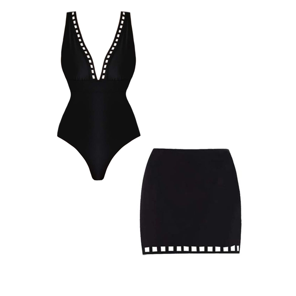 Black Hollow One Piece Set
