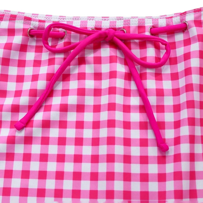 Women's Plaid Print One-Piece Swimsuit and Matching Skirt