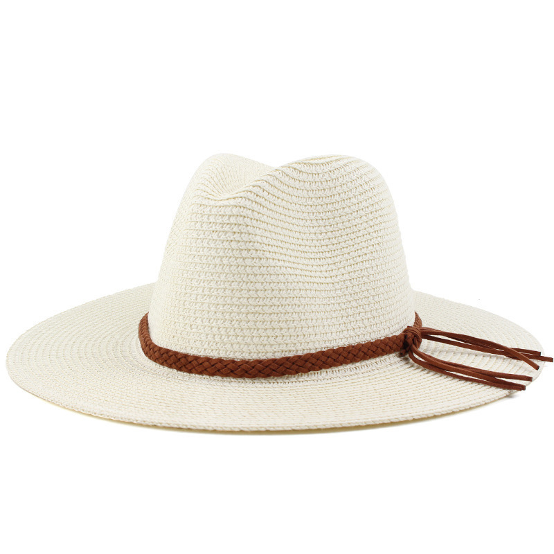 Straw Sun Hat With Wide Brim High Crown and Braided Band Perfect for Summer Styling