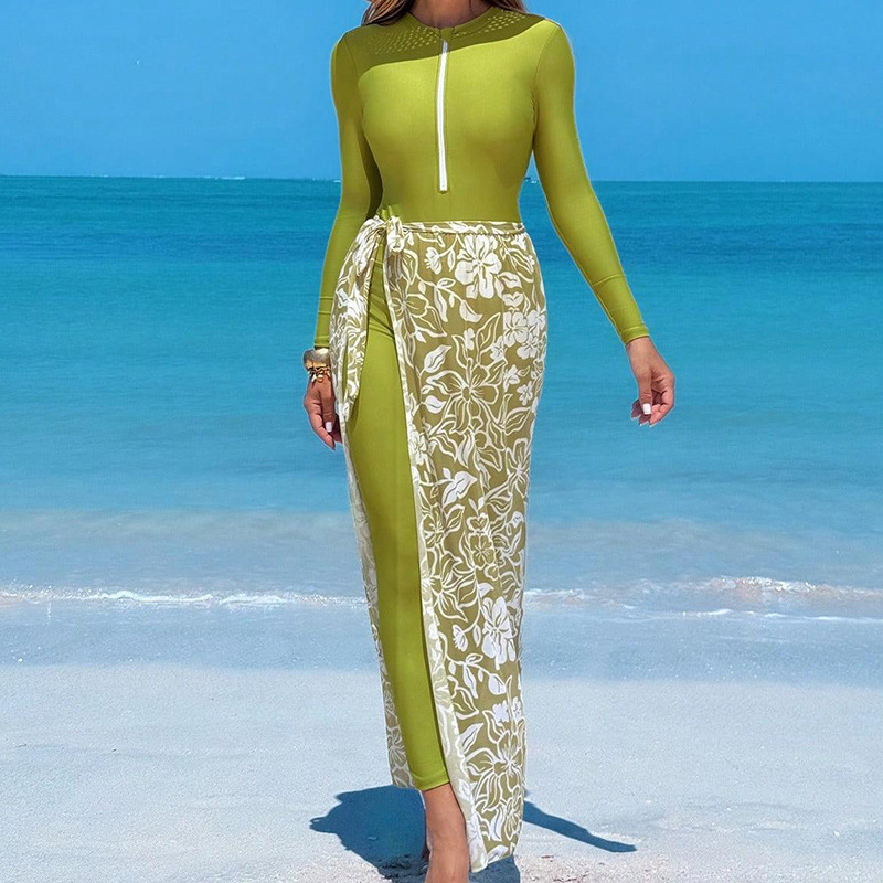 Women's Long Sleeve Sun Protective Swimsuit Set with Pants