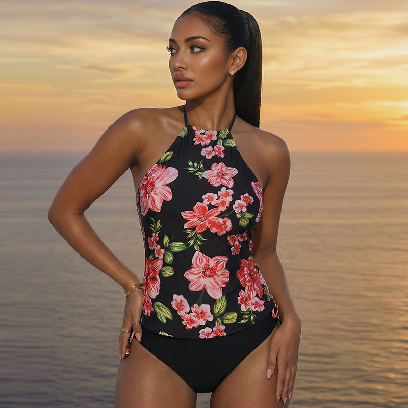 Tropical Print Tankini 2-Piece Set