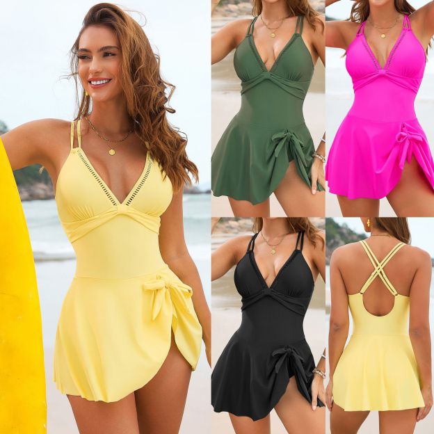 Women's Multi-Color Swim Dress One-Piece Swimsuit