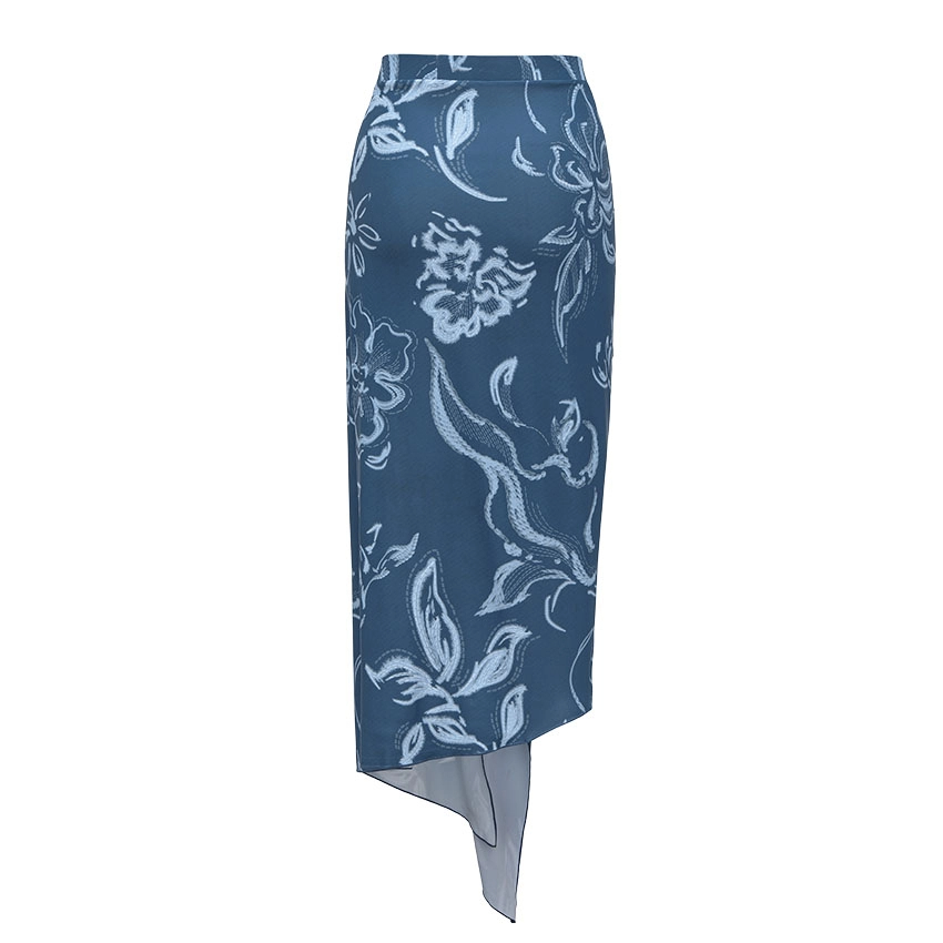 Retro Baroque Floral Vine Twist Asymmetrical Skirt Swimsuit