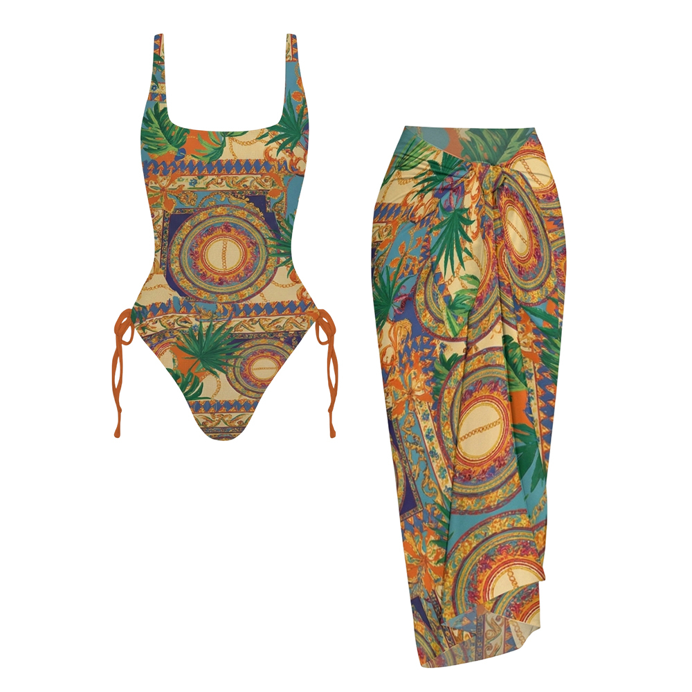 Baroque Medallion X Cross One-Piece Swimsuit
